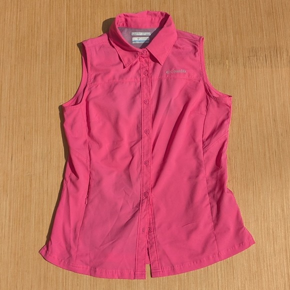Columbia Omni Shade Sun Protection Shirt Pink Outdoors Women's Small Petite - Picture 1 of 7